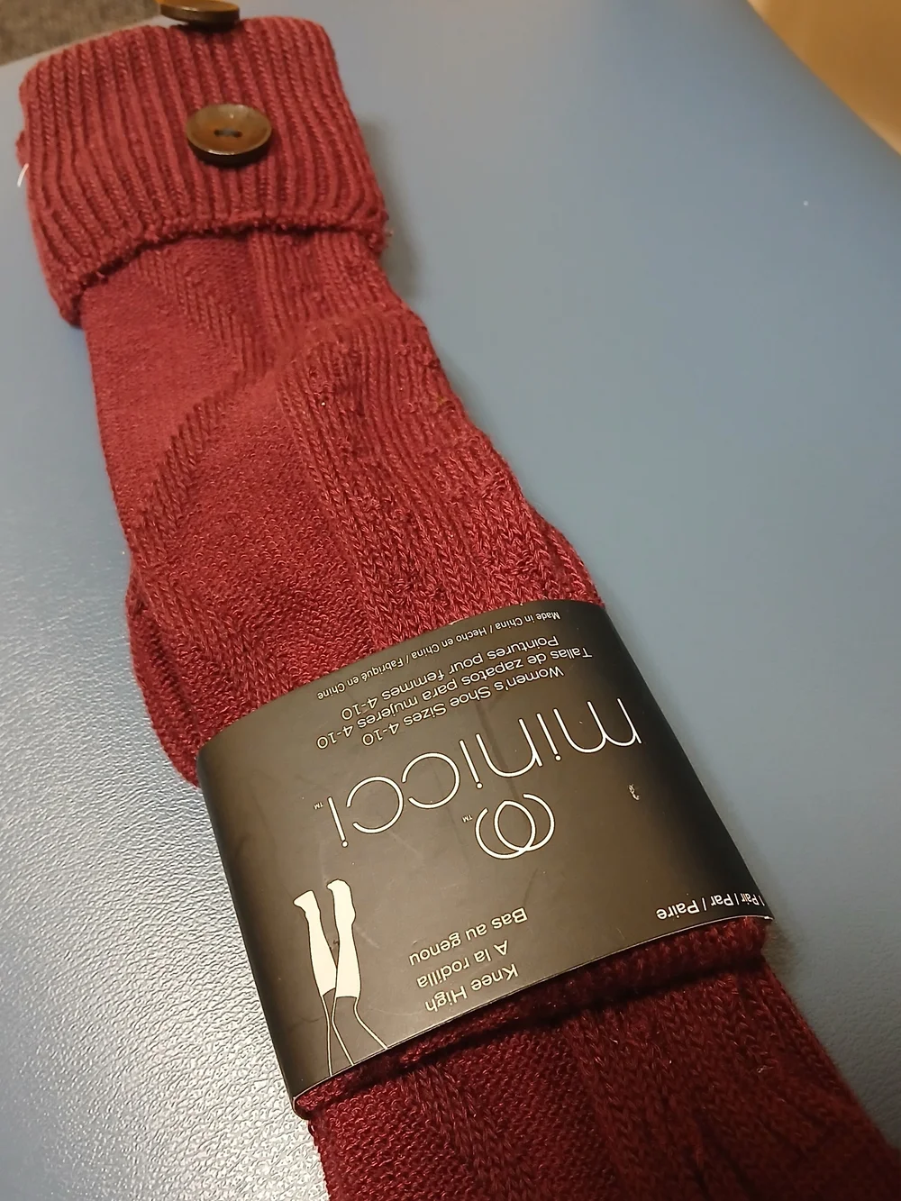 Minicci Burgundy Knee-High Socks with Button Cuff